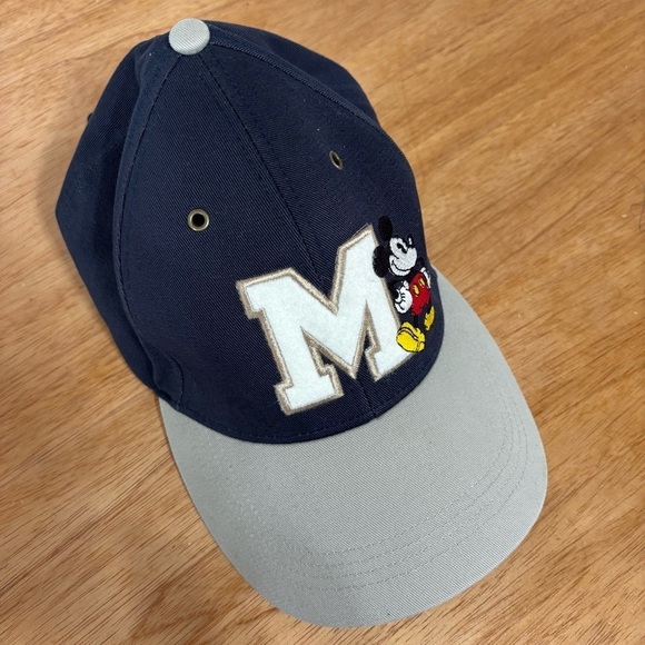 Disney Accessories - Vintage 1990s Disneyland Resort Mickey Mouse Unisex Cap - Navy and Taupe Size OS